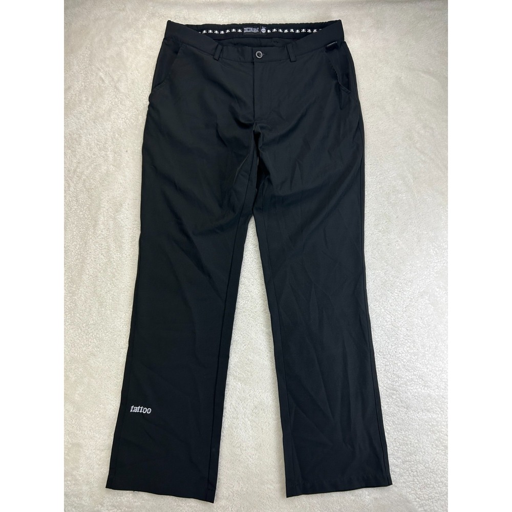 Tattoo Golf OB Performance Pants Mens 34x32 Black Flat Front Comfort Breathable